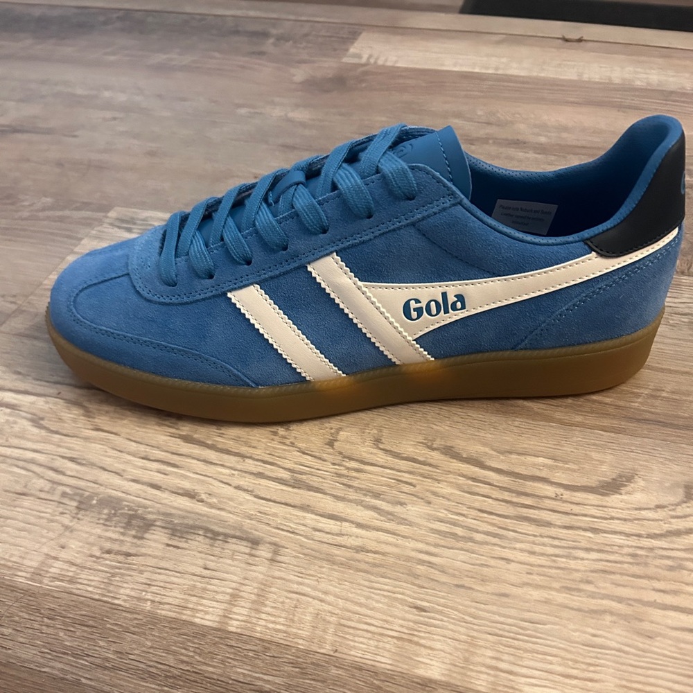 Gola Men's Blue Suede Sneakers with White Stripes